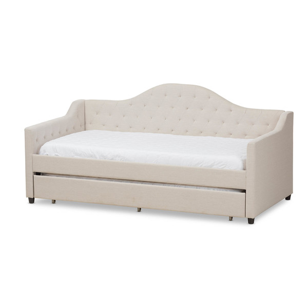 Baxton Studio Perry Modern Light Beige Daybed with Trundle 141-7929